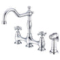 Gerber Plumbing - Opulence 2H Bridge Kitchen Faucet w/ Cross Handles w/ Spray 1.75gpm Chrome - Chrome