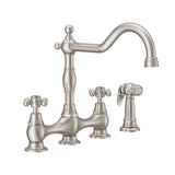 Opulence 2H Bridge Kitchen Faucet w/ Cross Handles w/ Spray 1.75gpm Chrome