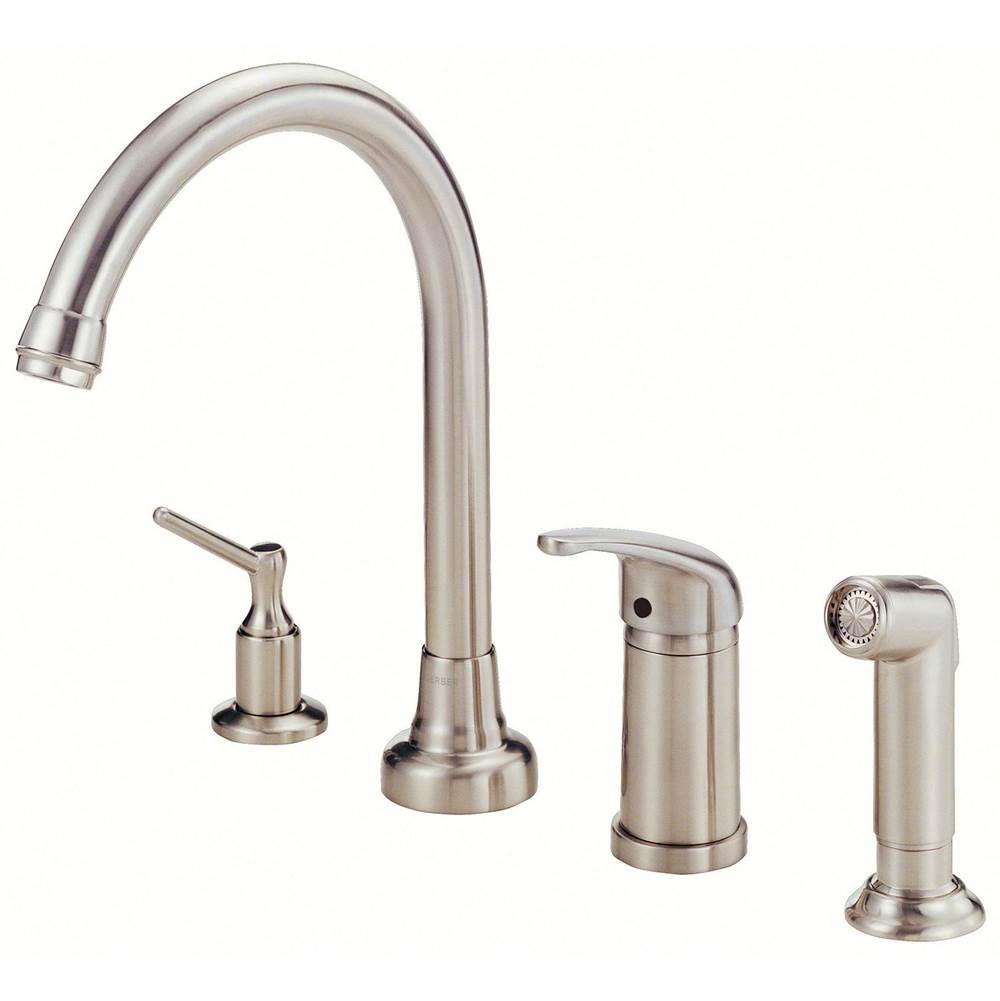 Gerber Plumbing - Melrose 1H High-Rise Kitchen Faucet w/ Soap Dispenser & Spray 1.75gpm Stainless Steel - Stainless Steel