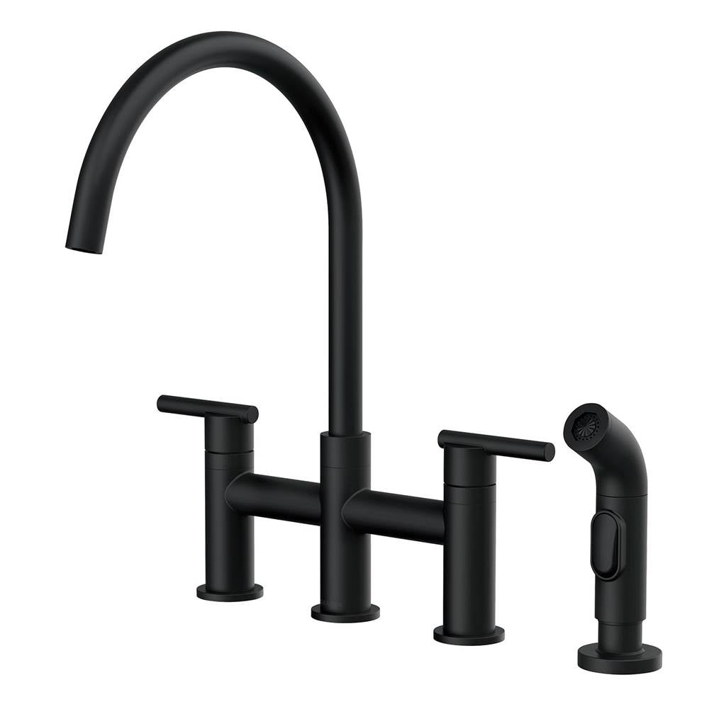 Gerber Plumbing - Parma 2H Bridge Kitchen Faucet w/ Spray 1.75gpm Satin Black - Satin Black