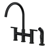 Gerber Plumbing - Parma 2H Bridge Kitchen Faucet w/ Spray 1.75gpm Satin Black - Satin Black