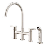 Gerber Plumbing - Parma 2H Bridge Kitchen Faucet w/ Spray 1.75gpm Stainless Steel - Stainless Steel