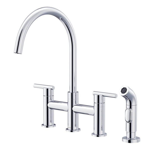 Gerber Plumbing - Parma 2H Bridge Kitchen Faucet w/ Spray 1.75gpm Chrome - Chrome