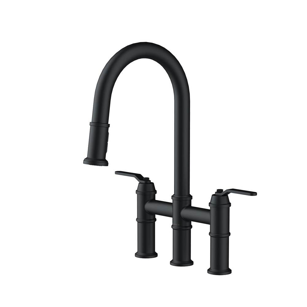 Gerber Plumbing - Kinzie 2H Bridge Pull-Down Kitchen Faucet 1.75gpm Satin Black - Satin Black
