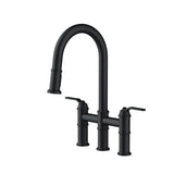 Gerber Plumbing - Kinzie 2H Bridge Pull-Down Kitchen Faucet 1.75gpm Satin Black - Satin Black