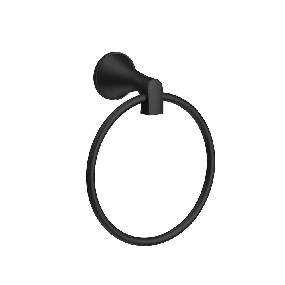 Gerber Plumbing - Windley Towel Ring Satin Black - Satin Black