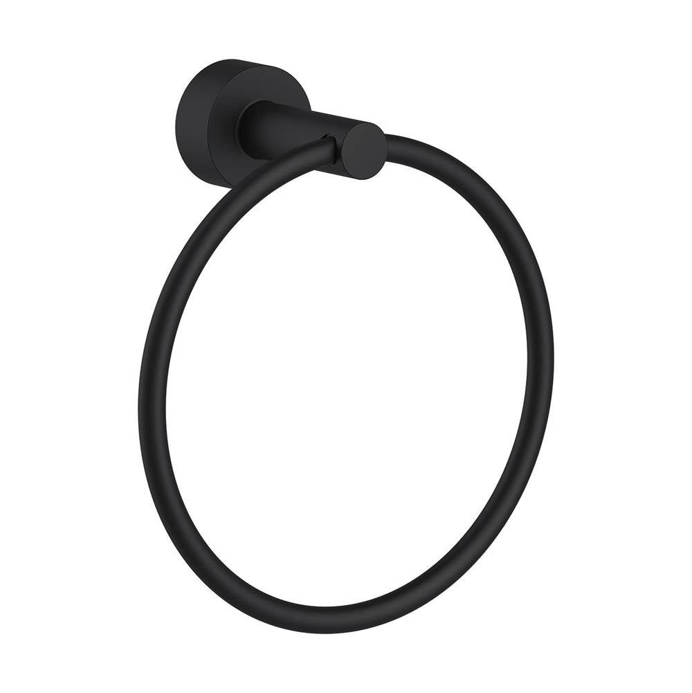 Gerber Plumbing - Parma Towel Ring Round Satin Black - Satin Black
