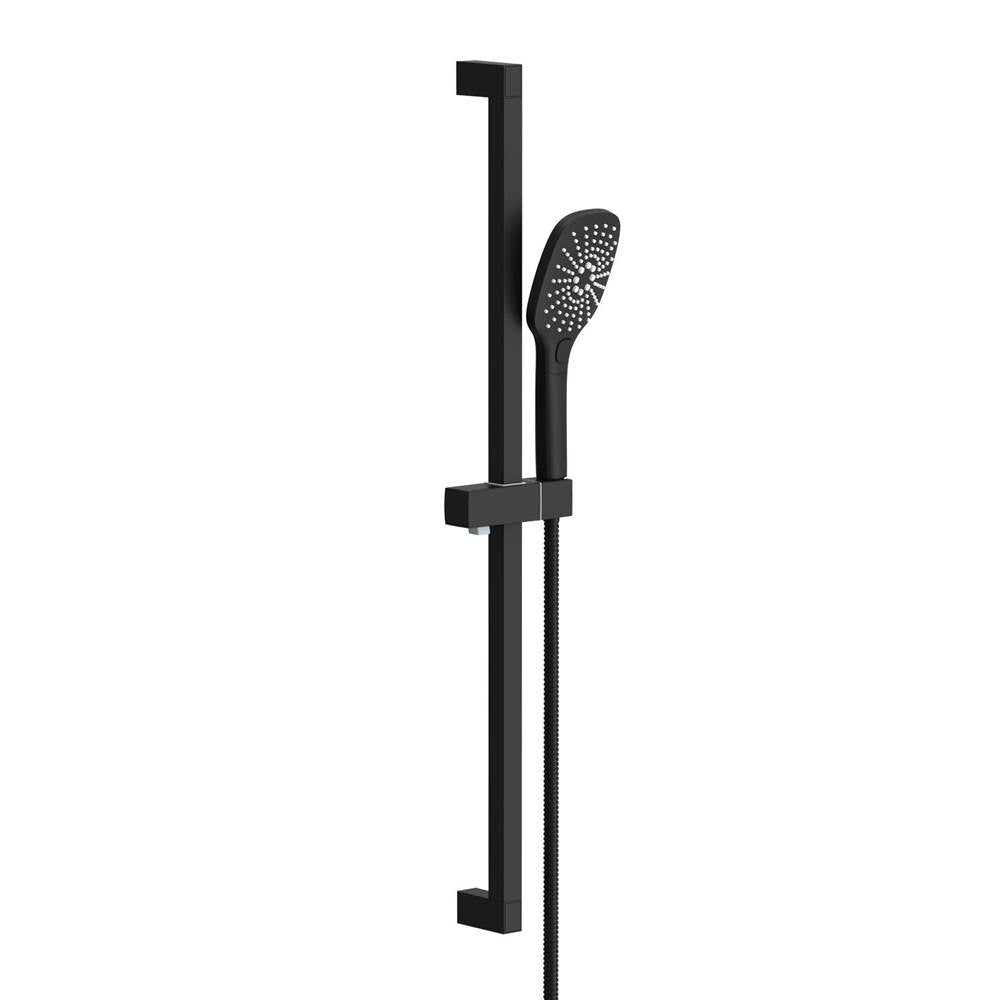 Gerber Plumbing - Versa Square 30'' Slide Bar Assembly W/ 3 Function Handshower 1.75gpm Satin Black - Satin Black
