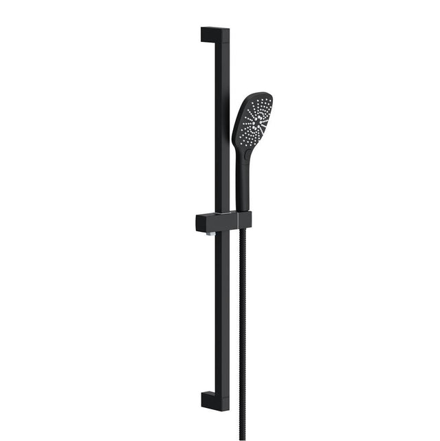 Gerber Plumbing - Versa Square 30'' Slide Bar Assembly W/ 3 Function Handshower 1.75gpm Satin Black - Satin Black