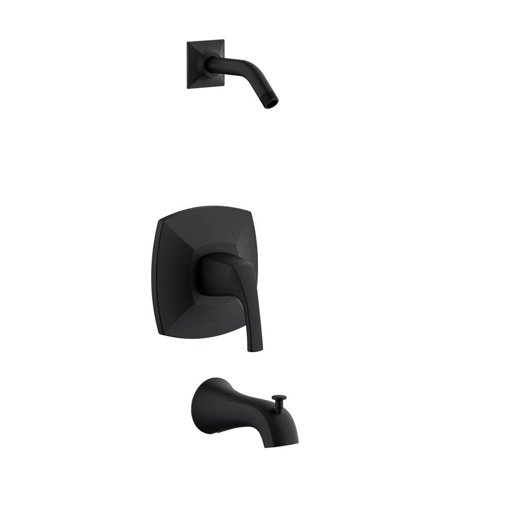 Gerber Plumbing - Vaughn 1H Tub & Shower Trim Kit & Treysta Cartridge Less Showerhead Satin Black - Satin Black