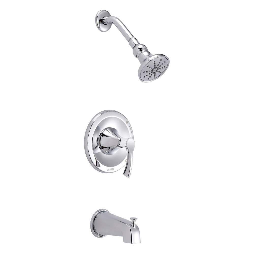 Gerber Plumbing - Antioch 1H Tub & Shower Trim Kit & Treysta Cartridge w/ Diverter on Spout 2.0gpm Chrome - Chrome