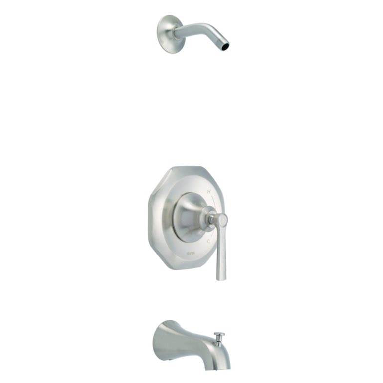Gerber Plumbing - Draper 1H Tub & Shower Trim Kit & Treysta Cartridge Less Showerhead Brushed Nickel - Brushed Nickel
