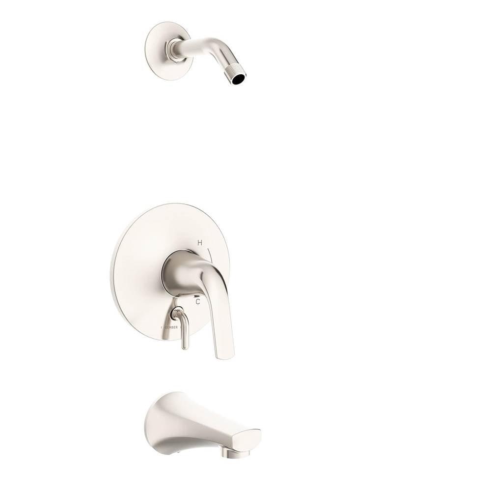Gerber Plumbing - Lemora 1H Tub & Shower Trim Kit & Treysta Cartridge with Diverter on Valve Less Showerhead Brushed Nickel - Brushed Nickel