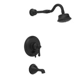 Gerber Plumbing - Opulence 1H Tub & Shower Trim Kit & Treysta Cartridge w/ Diverter on Valve & 5 Function Showerhead 1.75gpm Satin Black - Satin Black