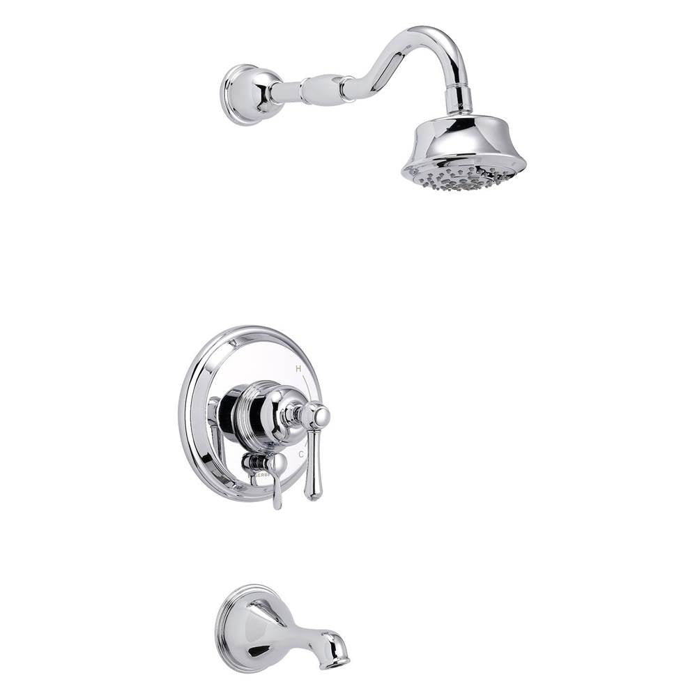 Gerber Plumbing - Opulence 1H Tub & Shower Trim Kit & Treysta Cartridge w/ Diverter on Valve & 5 Function Showerhead 1.75gpm Chrome - Chrome