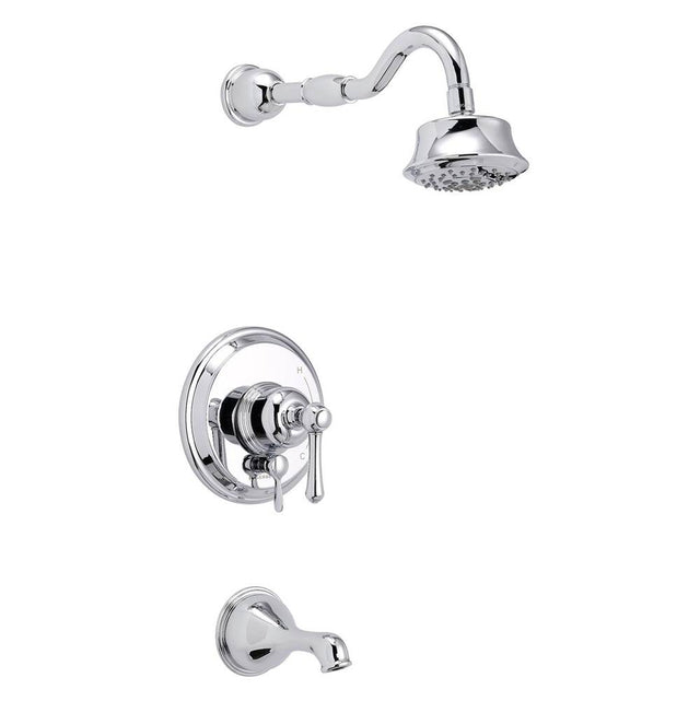 Gerber Plumbing - Opulence 1H Tub & Shower Trim Kit & Treysta Cartridge w/ Diverter on Valve & 5 Function Showerhead 1.75gpm Chrome - Chrome
