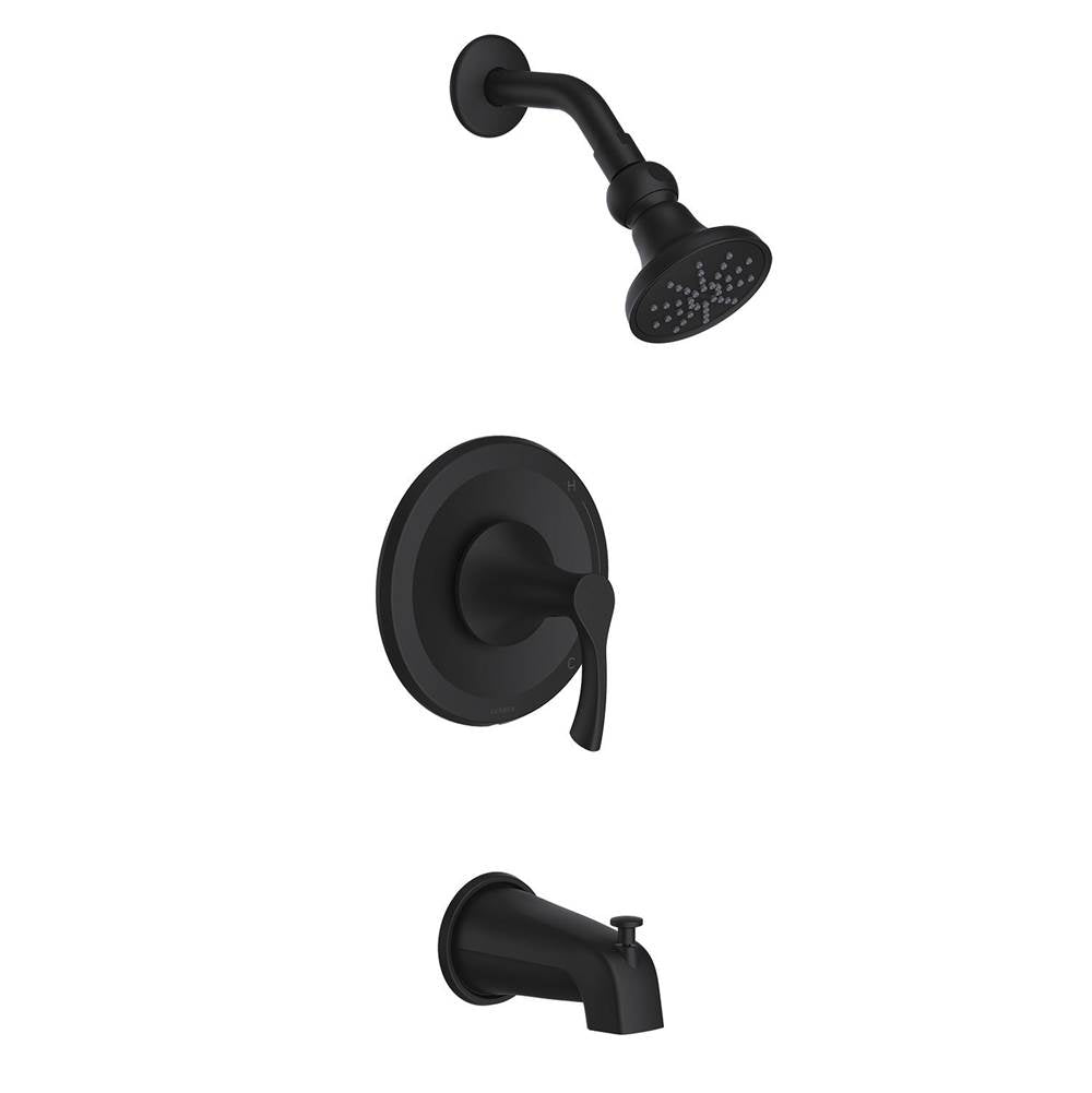 Gerber Plumbing - Antioch 1H Tub & Shower Trim Kit w/ Diverter on Spout & Treysta Cartridge 1.75gpm Satin Black - Satin Black