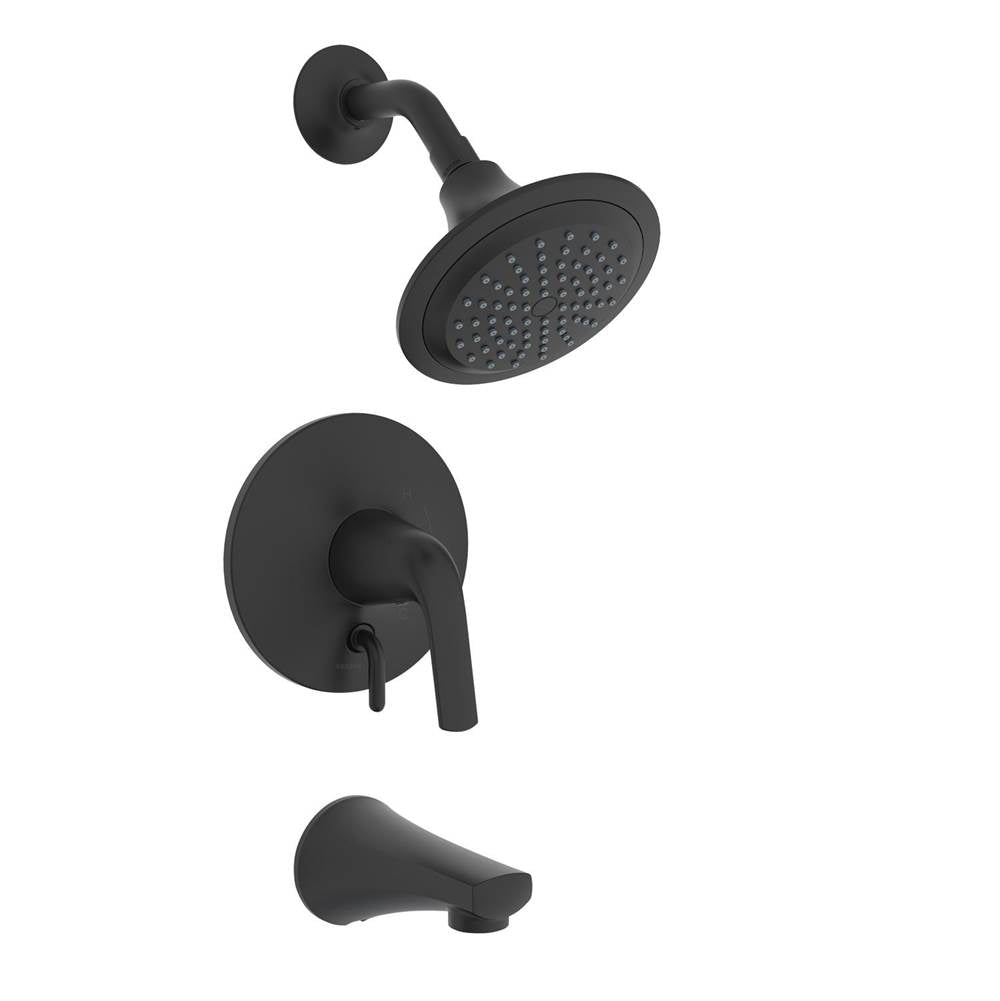 Gerber Plumbing - Lemora 1H Tub & Shower Trim Kit & Treysta Cartridge with Diverter on Valve 1.75gpm Satin Black - Satin Black