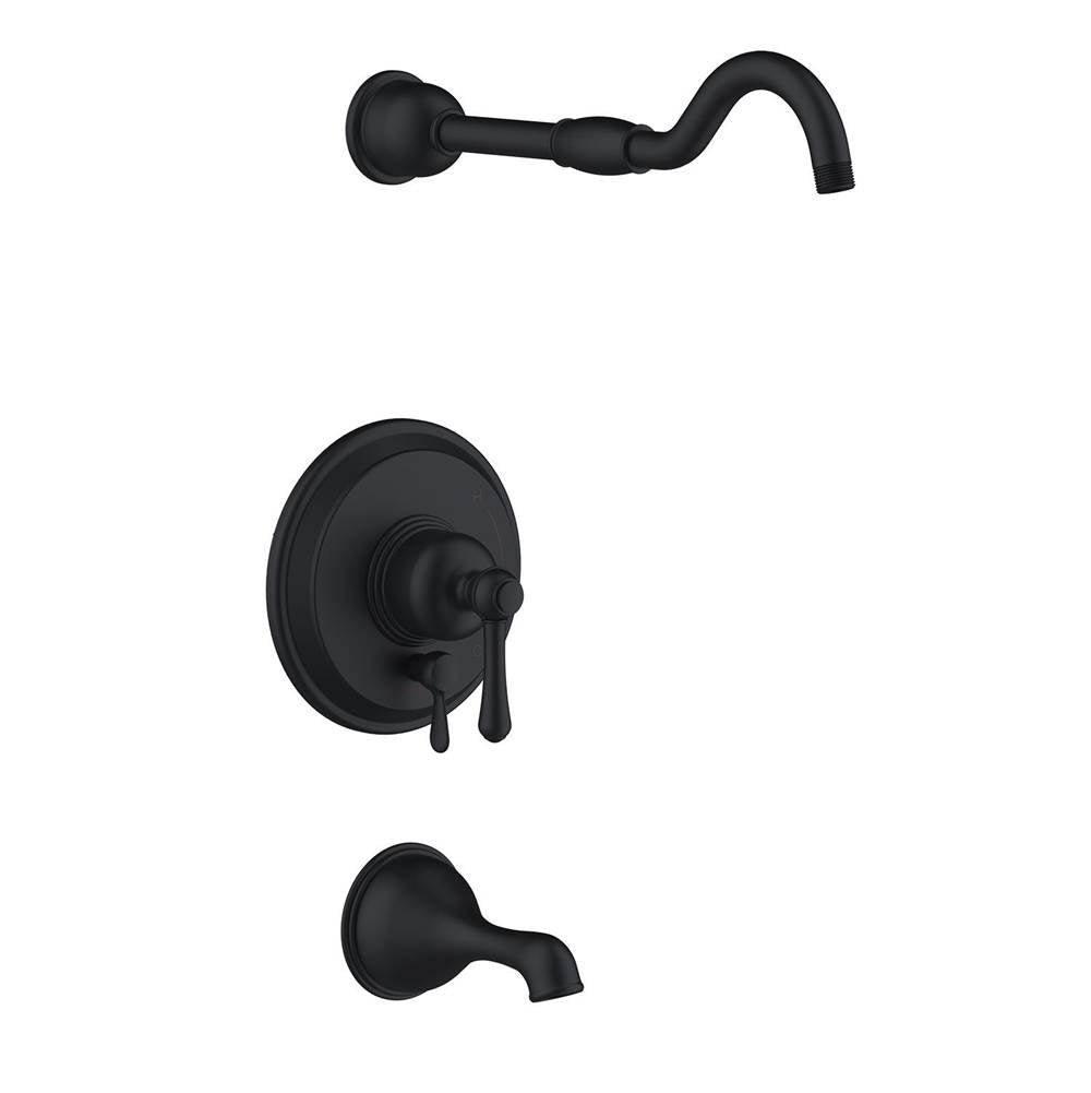 Gerber Plumbing - Opulence 1H Tub & Shower Trim Kit & Treysta Cartridge w/ Diverter on Valve Less Showerhead Satin Black - Satin Black