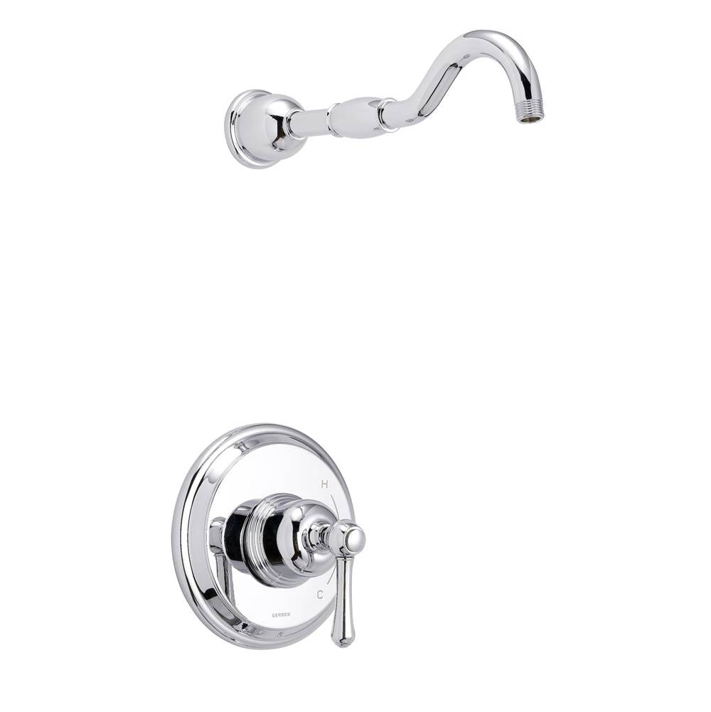 Gerber Plumbing - Opulence 1H Shower Only Trim Kit & Treysta Cartridge Less Showerhead Chrome - Chrome