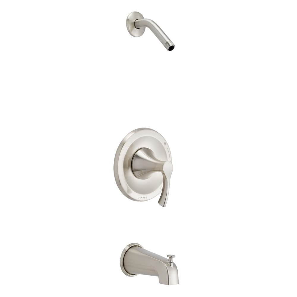 Gerber Plumbing - Antioch 1H Tub & Shower Trim Kit & Treysta Cartridge w/ Diverter on Spout Less Showerhead Brushed Nickel - Brushed Nickel