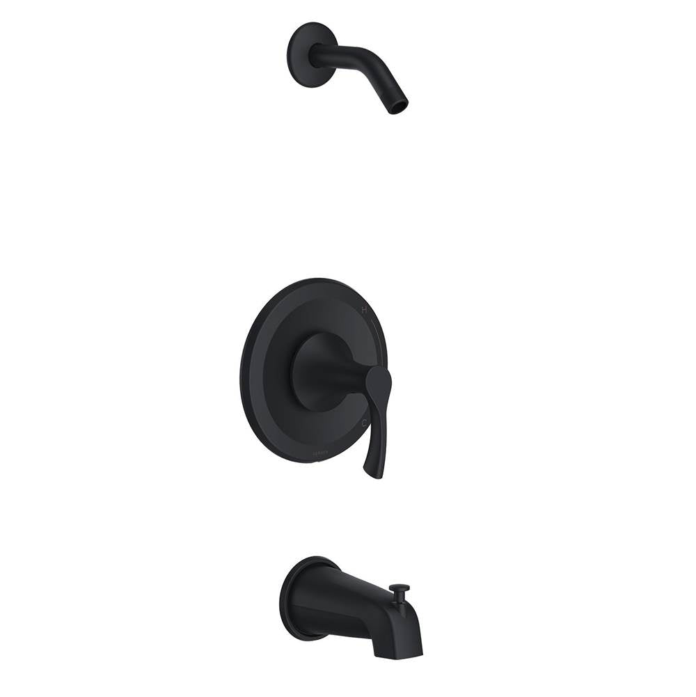 Gerber Plumbing - Antioch 1H Tub & Shower Trim Kit & Treysta Cartridge w/ Diverter on Spout Less Showerhead Satin Black - Satin Black