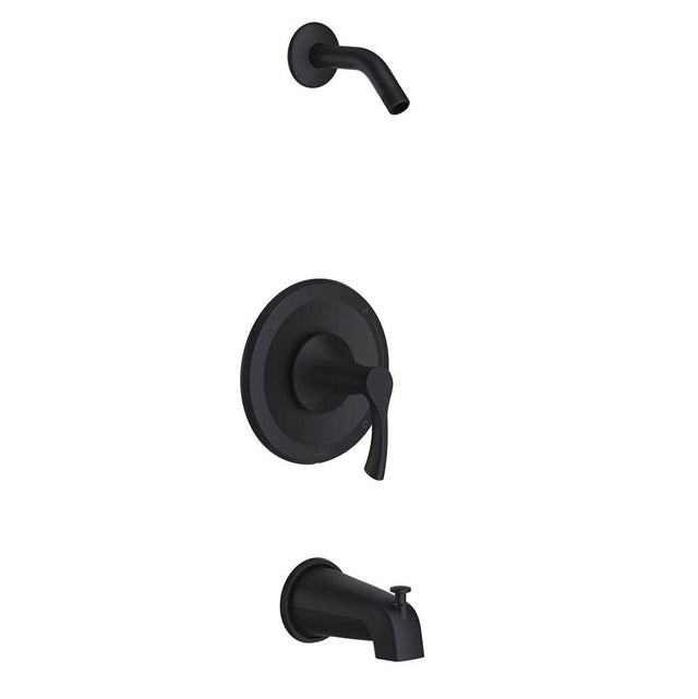 Gerber Plumbing - Antioch 1H Tub & Shower Trim Kit & Treysta Cartridge w/ Diverter on Spout Less Showerhead Satin Black - Satin Black