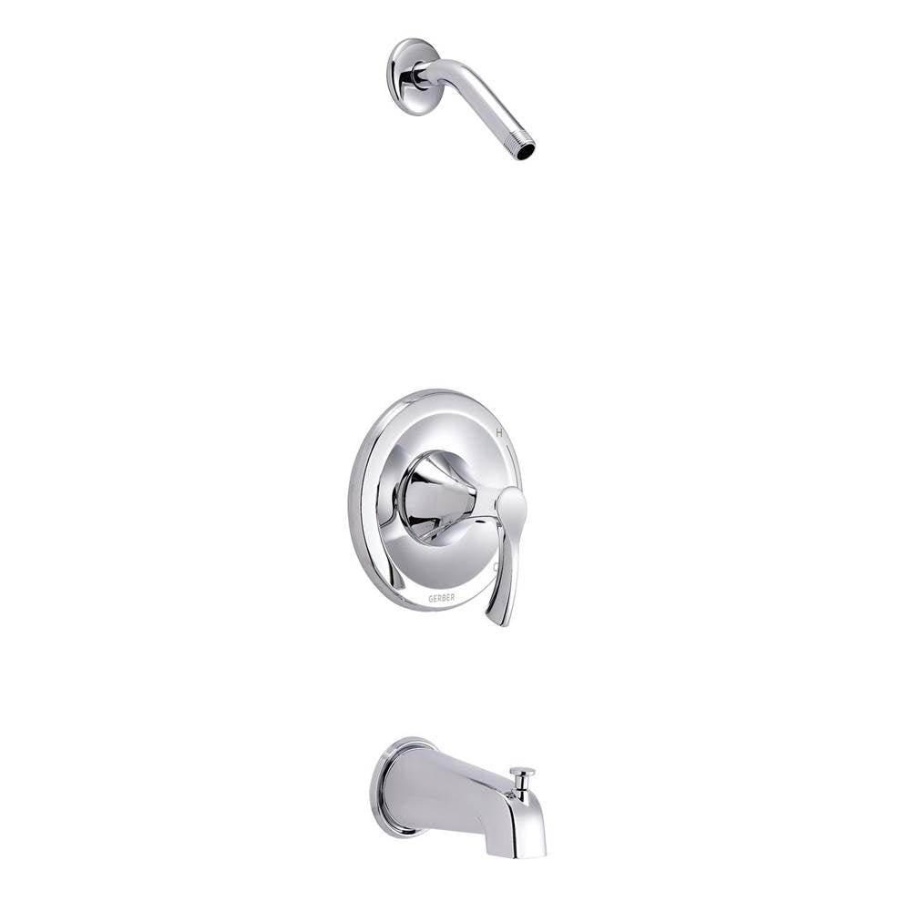 Gerber Plumbing - Antioch 1H Tub & Shower Trim Kit & Treysta Cartridge w/ Diverter on Spout Less Showerhead Chrome - Chrome