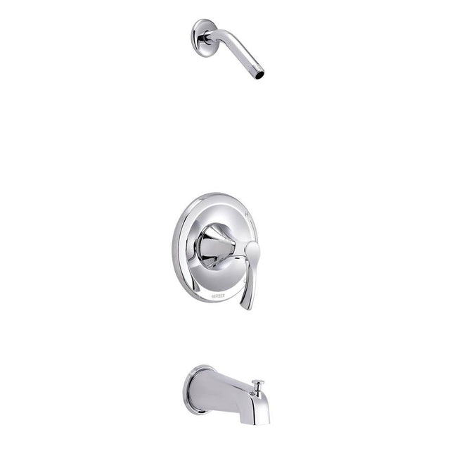 Gerber Plumbing - Antioch 1H Tub & Shower Trim Kit & Treysta Cartridge w/ Diverter on Spout Less Showerhead Chrome - Chrome