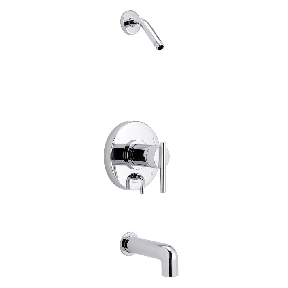 Gerber Plumbing - Parma 1H Tub & Shower Trim Kit & Treysta Cartridge w/ Diverter on Valve Less Showerhead Chrome - Chrome