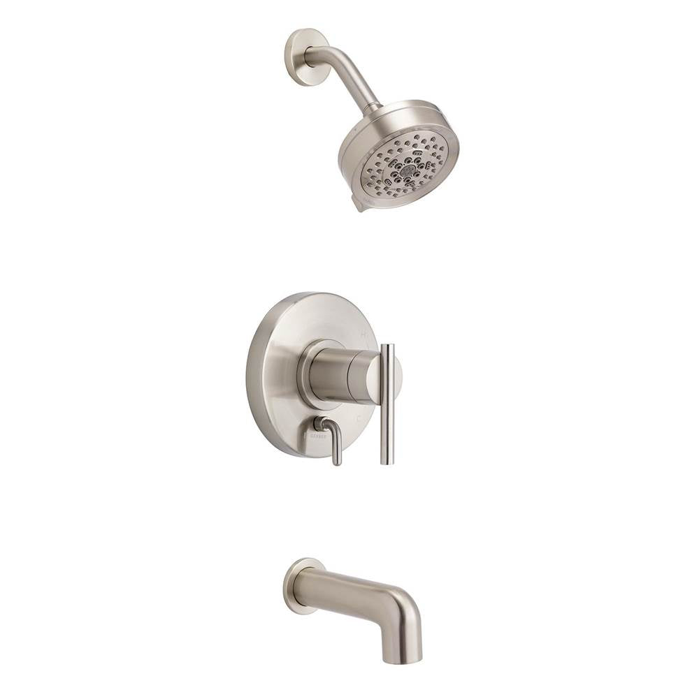 Gerber Plumbing - Parma 1H Tub & Shower Trim Kit & Treysta Cartridge w/ Diverter on Valve & 5 Function Showerhead 1.75gpm Brushed Nickel - Brushed Nickel