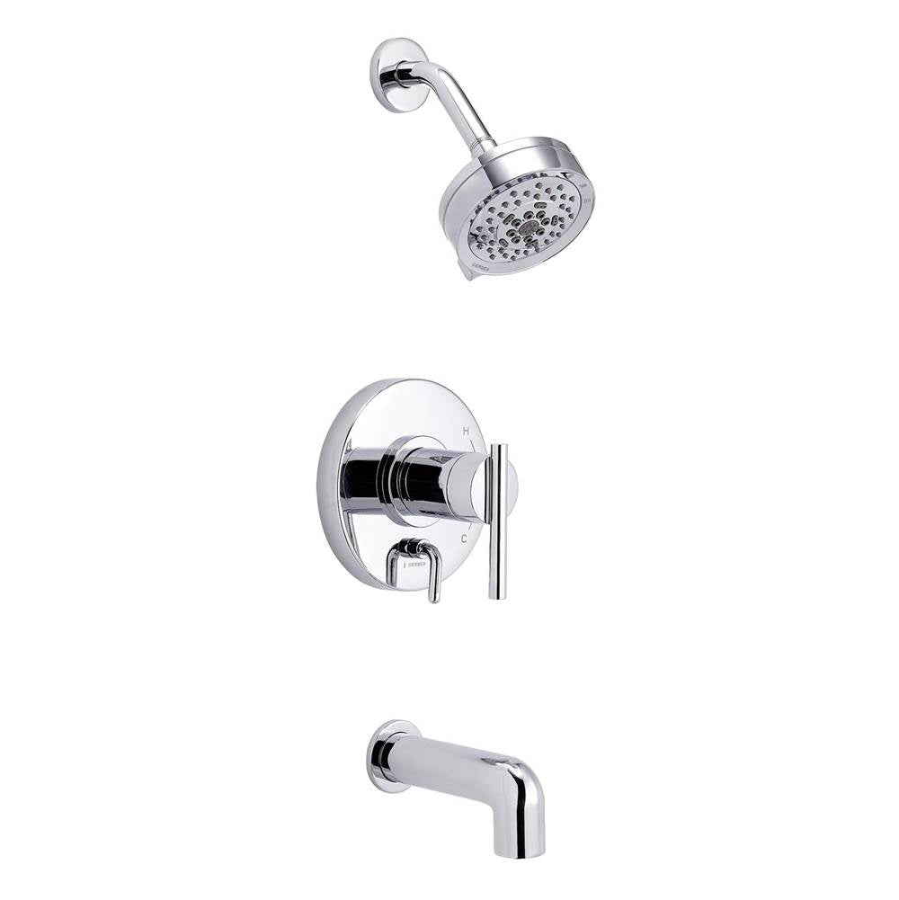 Gerber Plumbing - Parma 1H Tub & Shower Trim Kit & Treysta Cartridge w/ Diverter on Valve & 5 Function Showerhead 2.0gpm Chrome - Chrome