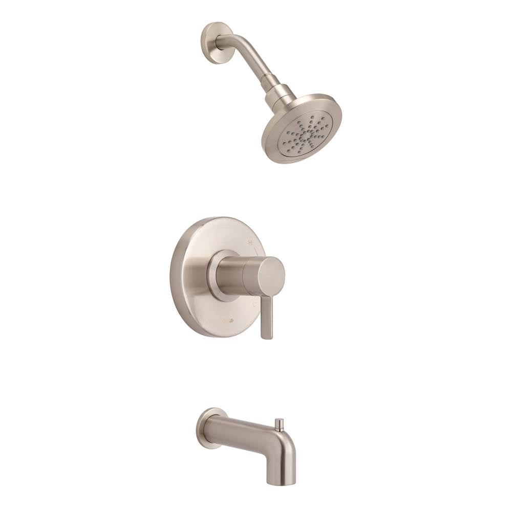 Gerber Plumbing - Amalfi 1H Tub & Shower Trim Kit & Treysta Cartridge w/ Diverter on Spout 2.0gpm Brushed Nickel - Brushed Nickel