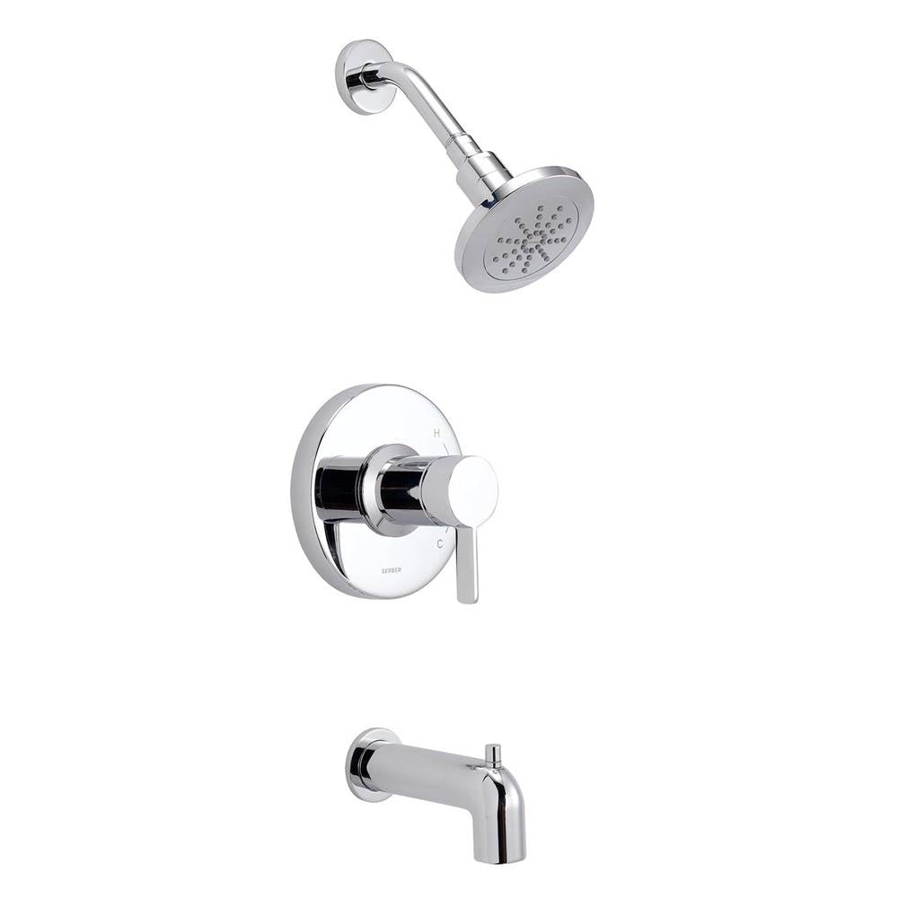 Gerber Plumbing - Amalfi 1H Tub & Shower Trim Kit w/ Diverter on Spout & Treysta Cartridge 1.75gpm Chrome - Chrome