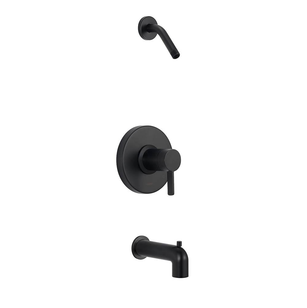 Gerber Plumbing - Amalfi 1H Tub & Shower Trim Kit & Treysta Cartridge w/ Diverter on Spout Less Showerhead Satin Black - Satin Black