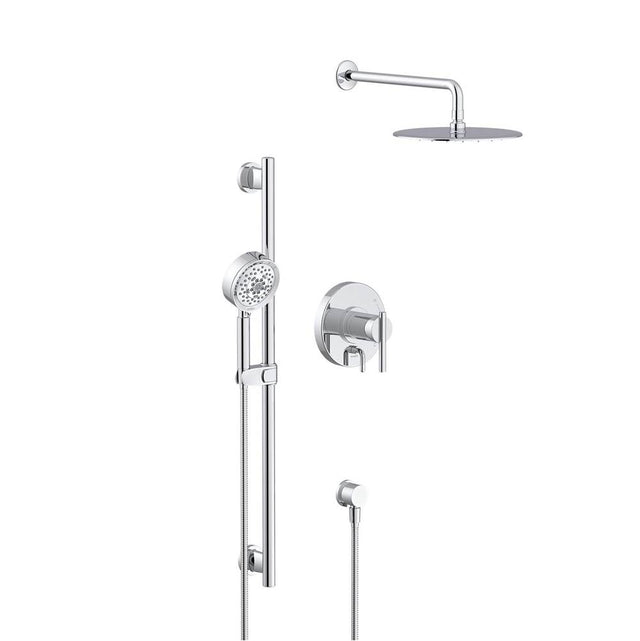 Gerber Plumbing - Parma Pressure Balance Shower Trim with Parma 5 Function Hand Shower & Drench 10'' Showerhead & Versa Slide Bar Kit Chrome - Chrome