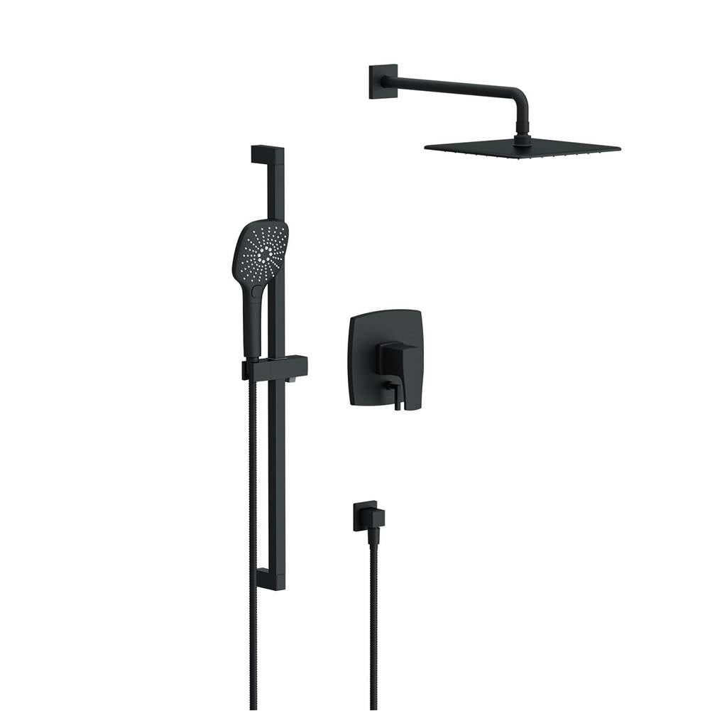 Gerber Plumbing - Tribune Pressure Balance Shower Trim with 3 Function Hand Shower & Drench 10'' Showerhead & Versa Slide Bar Kit Satin Black - Satin Black