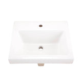 Wicker Park Countertop Lavatory 21''x18'' Rectangle Single Hole White