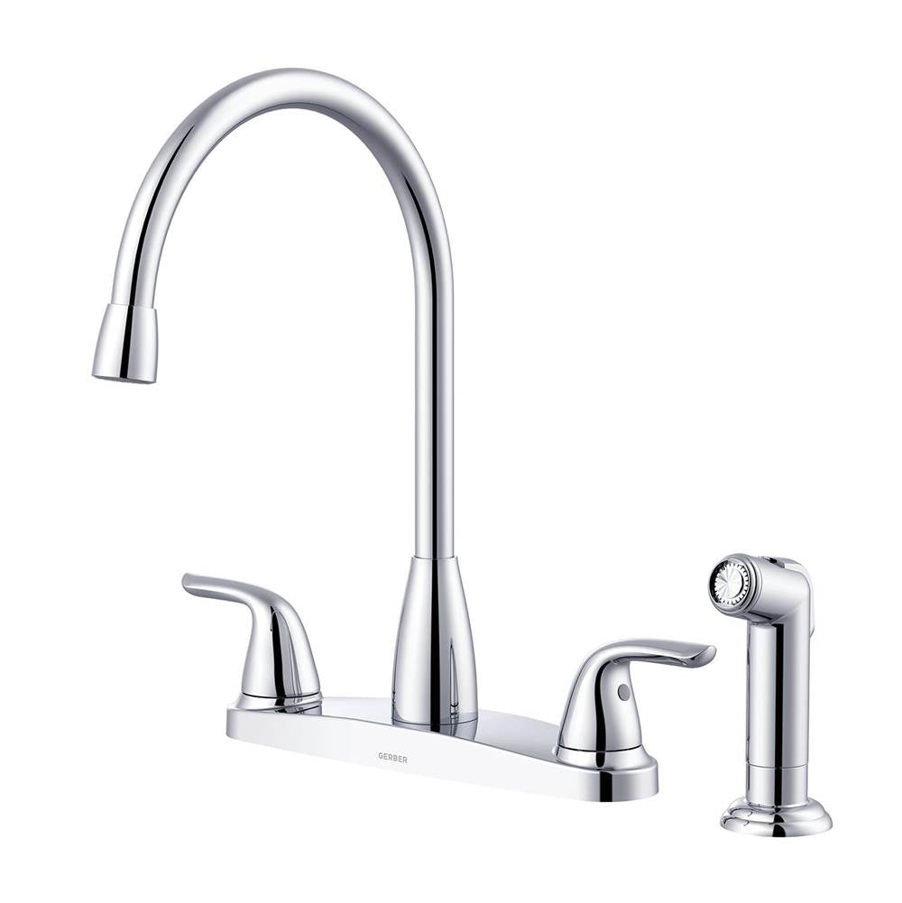 Gerber Plumbing - Viper 2H High Arc Kitchen Faucet w/ Spray 1.75gpm Chrome - Chrome