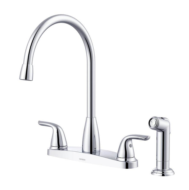 Gerber Plumbing - Viper 2H High Arc Kitchen Faucet w/ Spray 1.75gpm Chrome - Chrome
