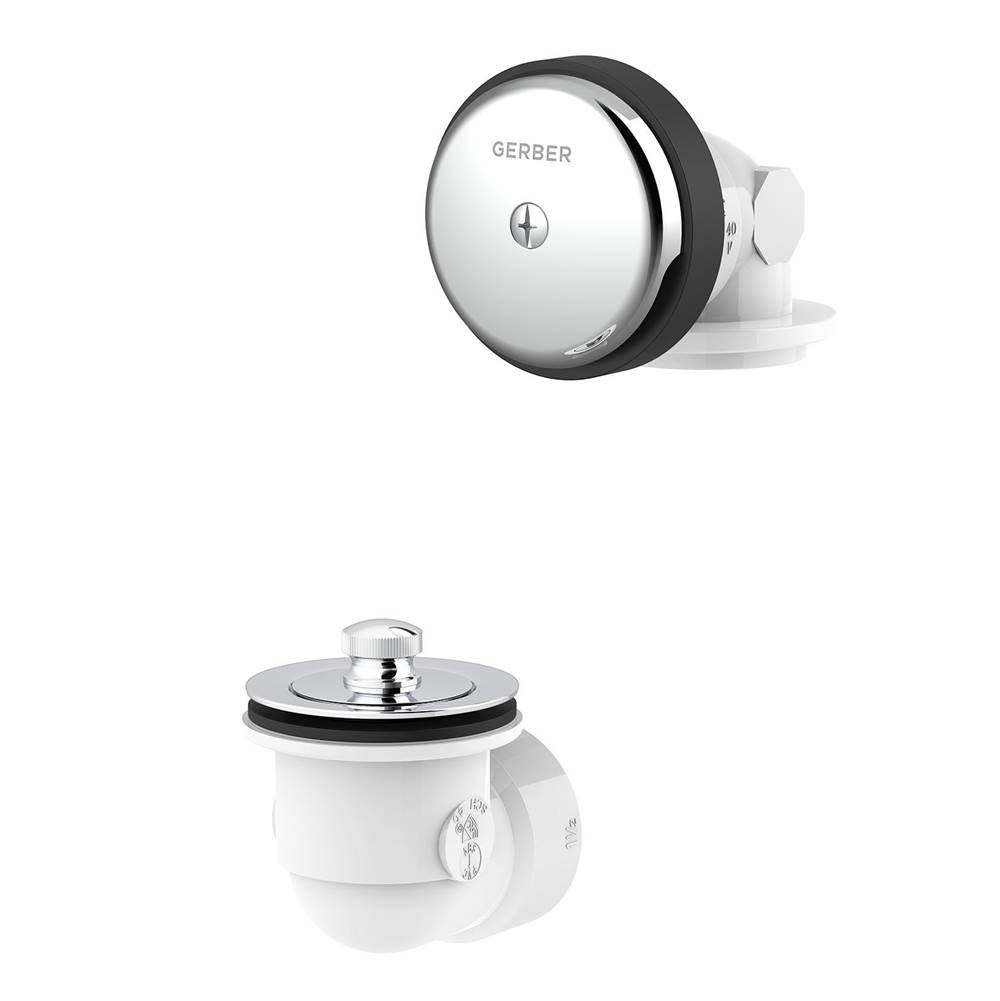 Gerber Plumbing - Gerber Classics Schedule 40 PVC Lift & Turn Drain Kit for Standard Tub with Foam Gasket and One-Hole Faceplate Chrome - Chrome