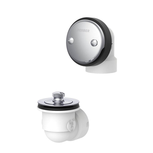 Gerber Plumbing - Gerber Classics Schedule 40 PVC Lift & Turn Drain Kit for Standard Tub with Foam Gasket and Two-Hole Faceplate Bag Packaging Chrome - Chrome