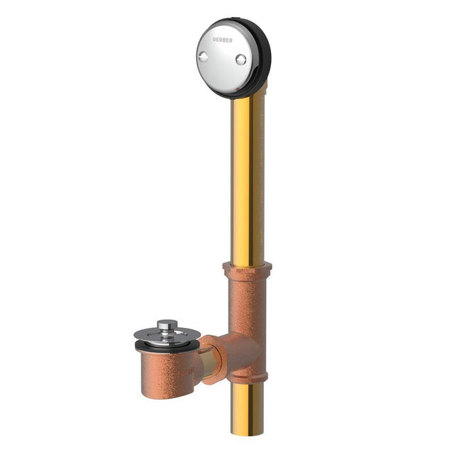 Gerber Plumbing - Gerber Classics Lift & Turn Fit-all Drain for Standard Tub With Horizontal Installation Chrome - Chrome