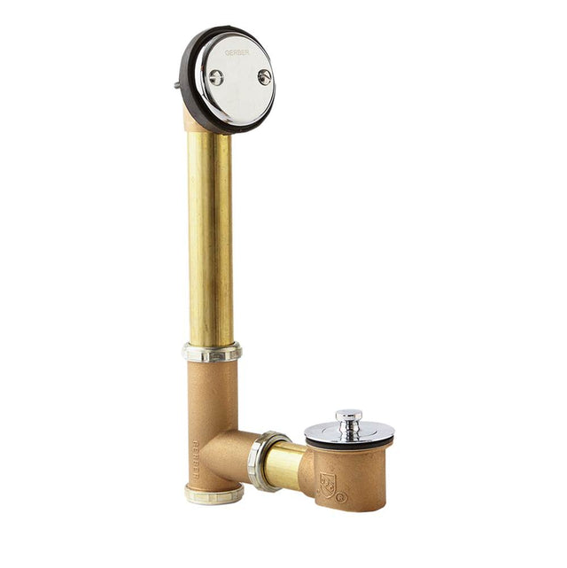 Gerber Plumbing - Gerber Classics Lift & Turn Fit-all 20 Gauge Drain for Standard Tub with Philadelphia Tee Chrome - Chrome