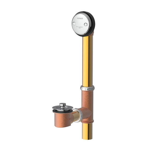Gerber Plumbing - Gerber Classics Lift & Turn Fit-all 20 Gauge Drain for Standard Tub with ''Clean Out Here'' Faceplate Chrome - Chrome