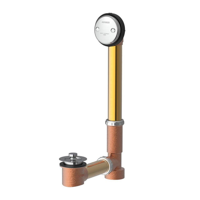 Gerber Plumbing - Gerber Classics Lift & Turn 20 Gauge Drain for Standard Tub with Female Tee & ''Clean Out Here'' Faceplate Chrome - Chrome