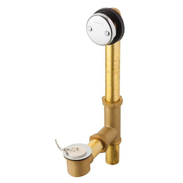 Gerber Plumbing - Gerber Classics Chain & Stopper Fit-all Drain for Standard Tub Chrome - Chrome