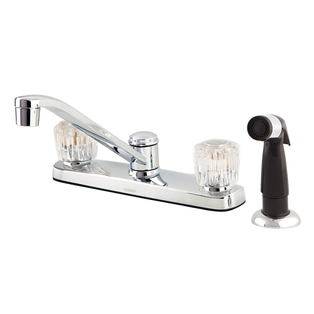 Gerber Plumbing - Maxwell SE 2H Kitchen Faucet w/ Acrylic Handles Spray & 8'' D-Tube Spout 1.75gpm Chrome - Chrome