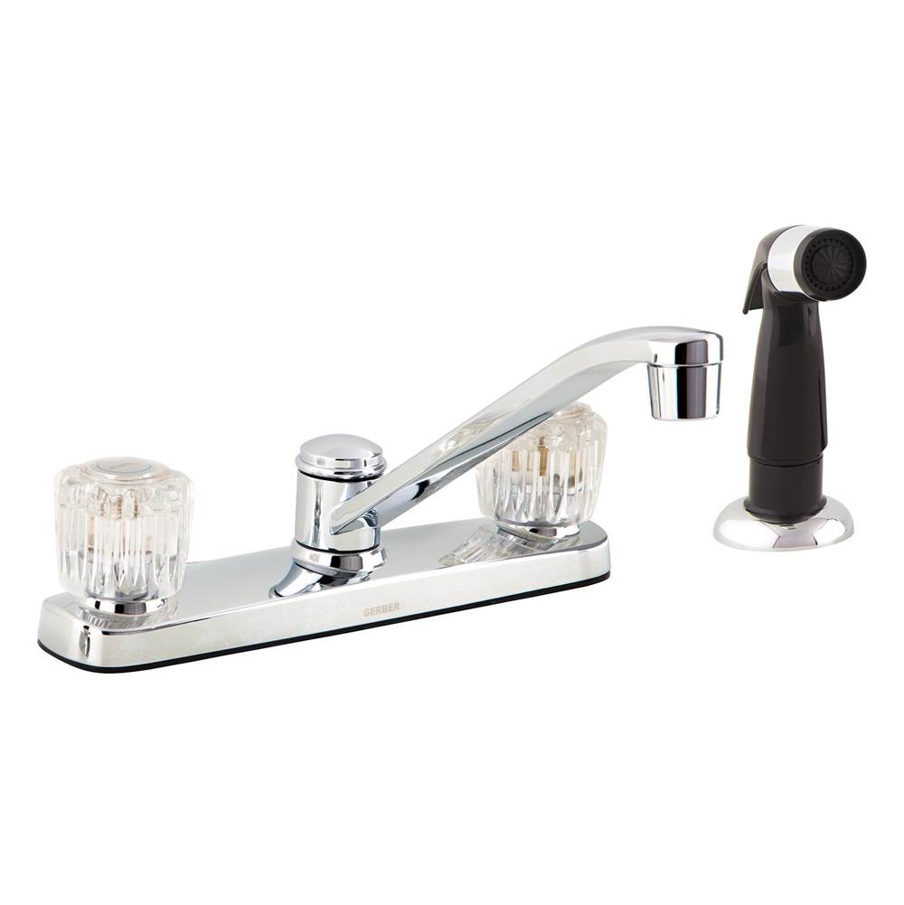 Maxwell SE 2H Kitchen Faucet w/ Acrylic Handles Spray & 8'' D-Tube Spout 1.75gpm Chrome