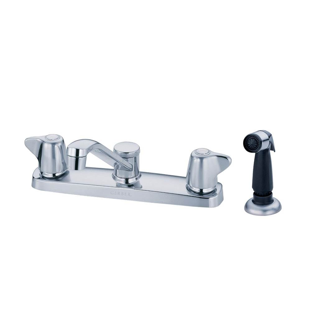 Gerber Plumbing - Maxwell 2H Kitchen Faucet w/ Metal Handles Spray & 8'' D-Tube Spout 1.75gpm Aeration/2.2gpm Spray Chrome - Chrome
